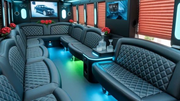 party bus rental interior glendale